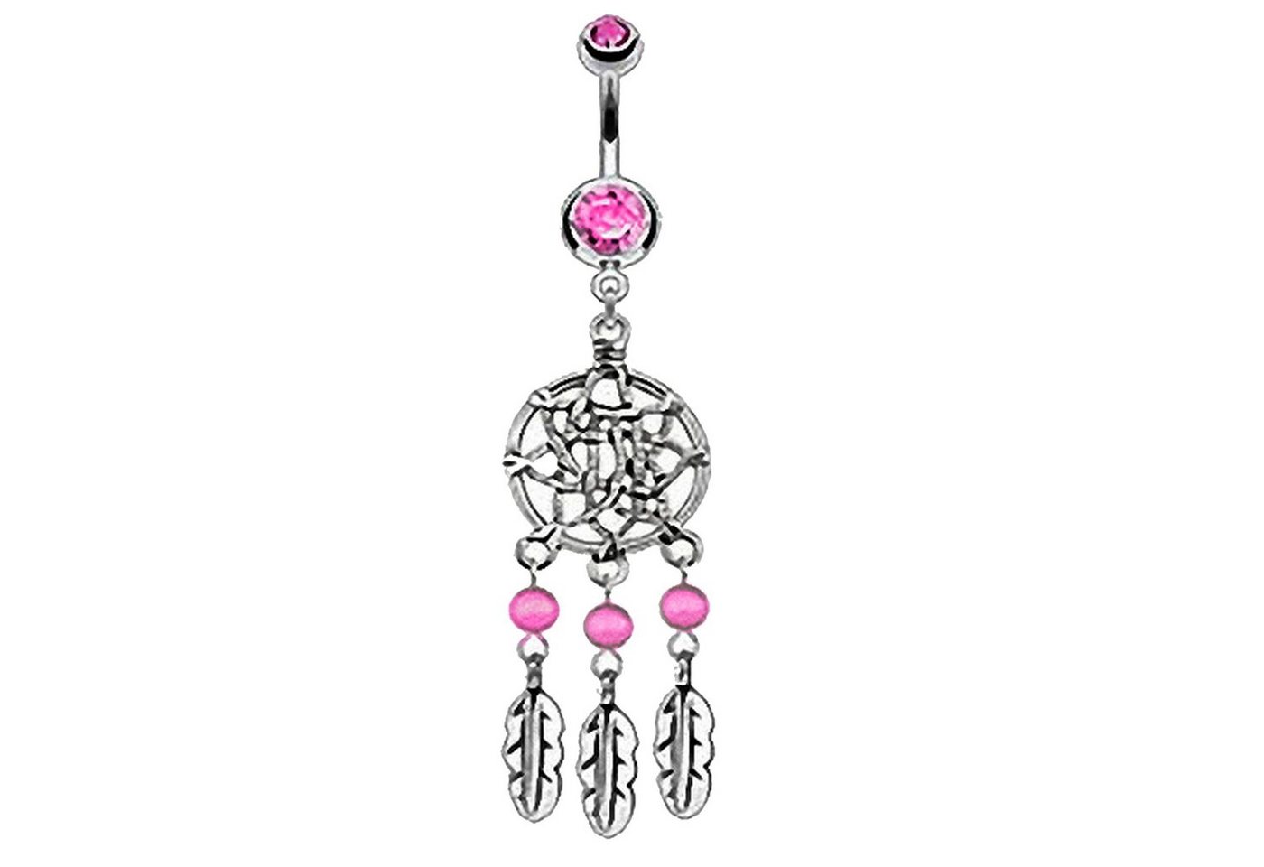 Taffstyle Bauchnabelpiercing Piercing Chirurgenstahl Kristall Traumfänger, Bauchnabelpiercing Bauch Stecker Anhänger Dreamcatcher Tribal Federn von Taffstyle