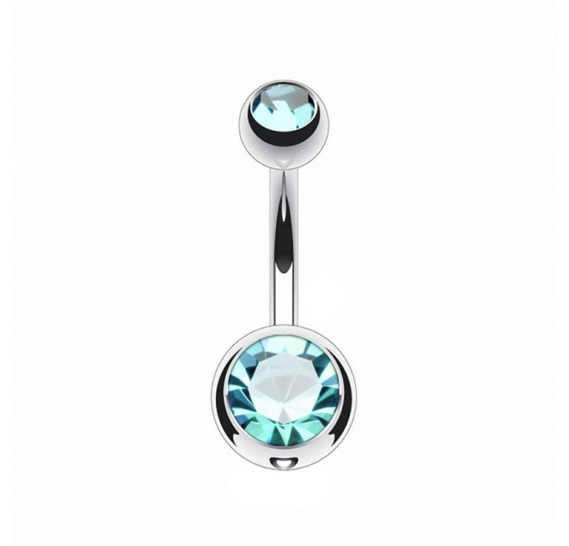 Taffstyle Bauchnabelpiercing Piercing Chirurgenstahl Kristall Zwei Kugeln, Bauchnabelpiercing Titan Bauchnabel Stecker Anhänger Doppel Perlen von Taffstyle