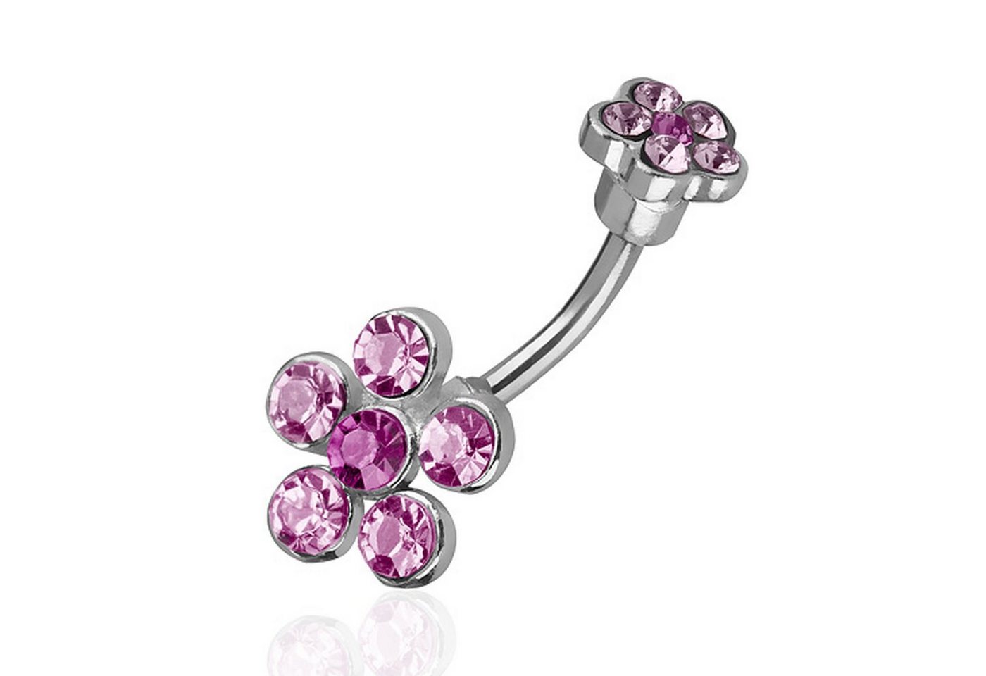 Taffstyle Bauchnabelpiercing Piercing Chirurgenstahl Zirkonia Blumen, Bauchnabelpiercing Bauchnabel Banane Stecker Anhänger mit Zwei Silber von Taffstyle