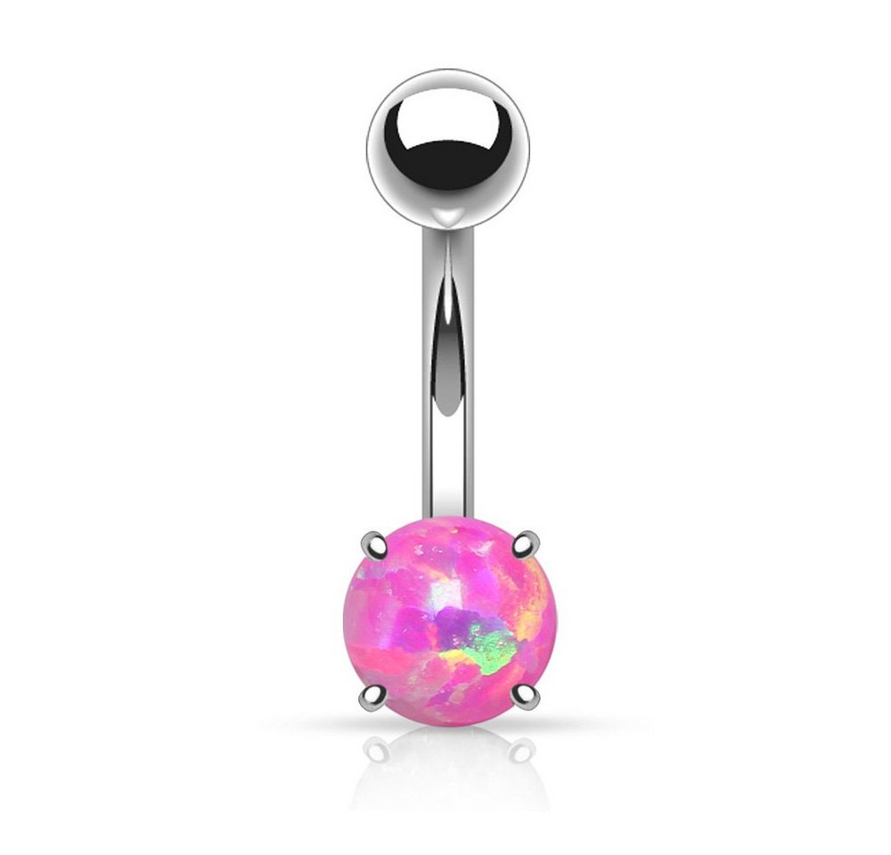 Taffstyle Bauchnabelpiercing Piercing Chirurgenstahl mit Opal, Bauchnabelpiercing Banane Stecker Anhänger mit eingefassten Silber von Taffstyle