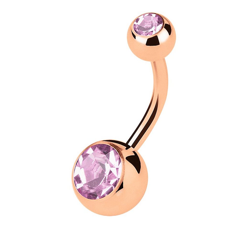 Taffstyle Bauchnabelpiercing Piercing Rosegold Vergoldet Kristall Kugel, Bauchnabelpiercing Chirurgenstahl Bauch Bauchnabel Stecker Anhänger von Taffstyle