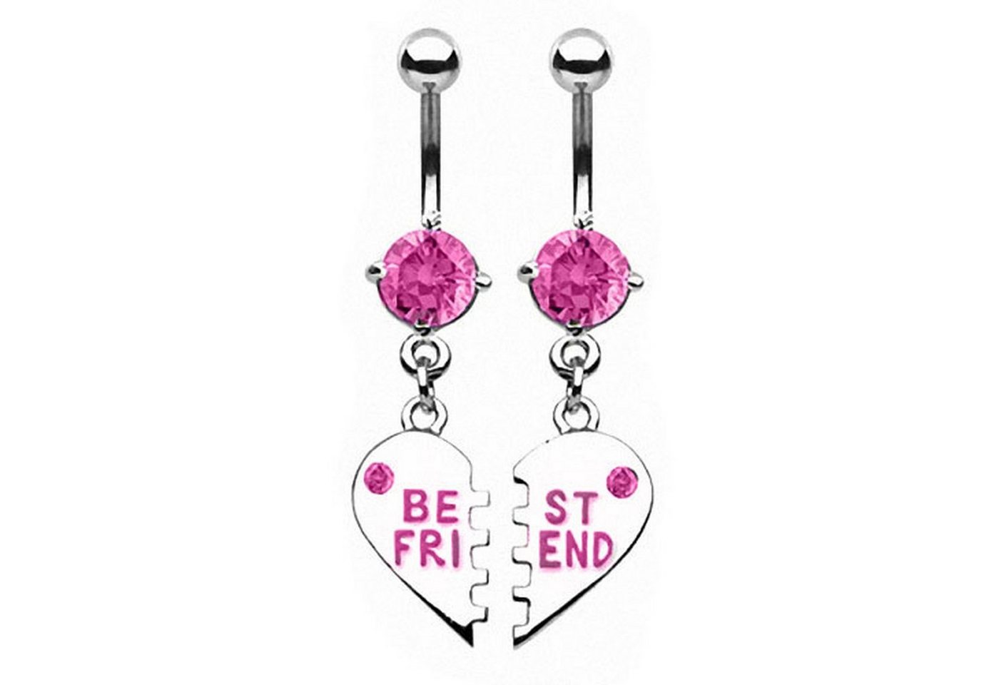 Taffstyle Bauchnabelpiercing Piercing Set Chirurgenstahl Kristall Beste Freunde, Bauchnabelpiercing Set Chirurgenstahl mit Kristall Herz Beste Freunde von Taffstyle