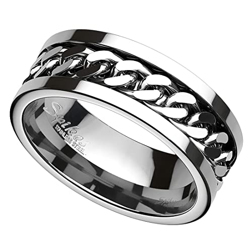 Taffstyle Biker Band Ring Edelstahl Ketten Herrenring Damenring Partnerring Freundschaftsring Damen Herren Silber Größe 60 (19.1) von Taffstyle