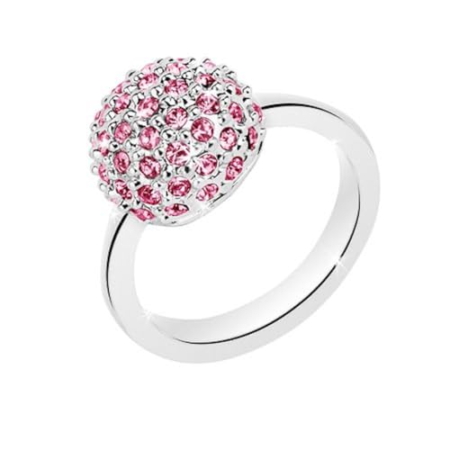 Taffstyle Damen Band Ring Edelstahl Bandring Damenring Trauring Verlobungsring Fingerring Designer Schmuck Multi Kristall Kugel Pink Größe 55 (17.5) von Taffstyle