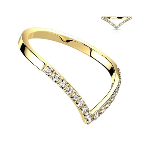 Taffstyle Damen Band Ring Edelstahl Wunderschöner Shevron Ring Verlobungsring mit kleinen Kristallen Größe 52 (16.6) von Taffstyle