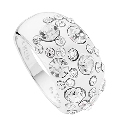 Taffstyle Damen Designer Ring mit 34 farbigen Kristallen Damenring Breit Silber Clear Größe 55 (17.5) von Taffstyle