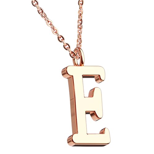 Taffstyle Damen Herren Kinder Halskette Kette mit Buchstaben Anhänger Minimalistisch Modern Roségold Vergoldet Rose Gold Buchstabe E von Taffstyle