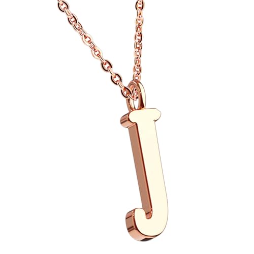 Taffstyle Damen Herren Kinder Halskette Kette mit Buchstaben Anhänger Minimalistisch Modern Roségold Vergoldet Rose Gold Buchstabe J von Taffstyle