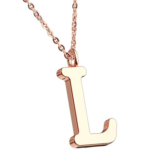 Taffstyle Damen Herren Kinder Halskette Kette mit Buchstaben Anhänger Minimalistisch Modern Roségold Vergoldet Rose Gold Buchstabe L von Taffstyle