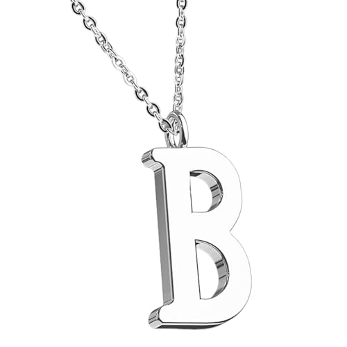 Taffstyle Damen Herren Kinder Halskette Kette mit Buchstaben Anhänger Minimalistisch Modern Silber Buchstabe B von Taffstyle