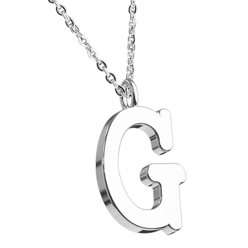 Taffstyle Damen Herren Kinder Halskette Kette mit Buchstaben Anhänger Minimalistisch Modern Silber Buchstabe G von Taffstyle