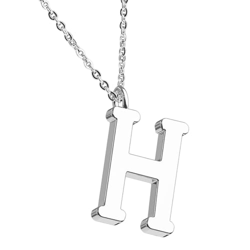 Taffstyle Damen Herren Kinder Halskette Kette mit Buchstaben Anhänger Minimalistisch Modern Silber Buchstabe H von Taffstyle