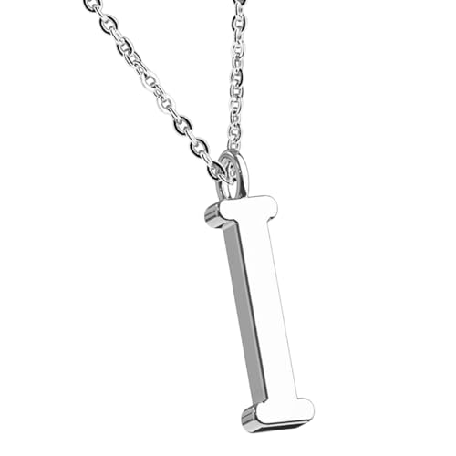 Taffstyle Damen Herren Kinder Halskette Kette mit Buchstaben Anhänger Minimalistisch Modern Silber Buchstabe I von Taffstyle