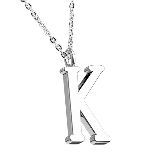 Taffstyle Damen Herren Kinder Halskette Kette mit Buchstaben Anhänger Minimalistisch Modern Silber Buchstabe K von Taffstyle