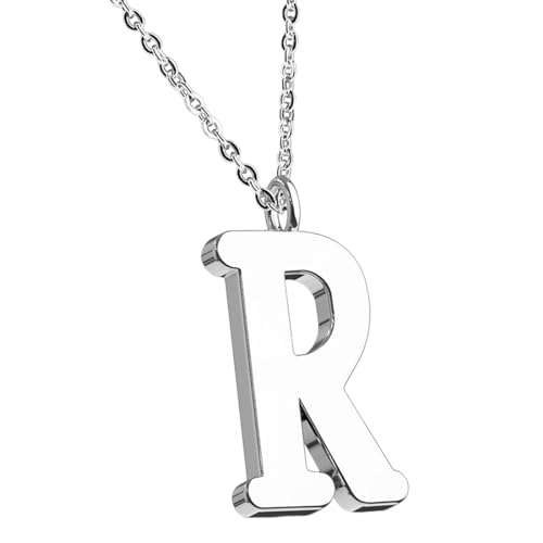 Taffstyle Damen Herren Kinder Halskette Kette mit Buchstaben Anhänger Minimalistisch Modern Silber Buchstabe R von Taffstyle