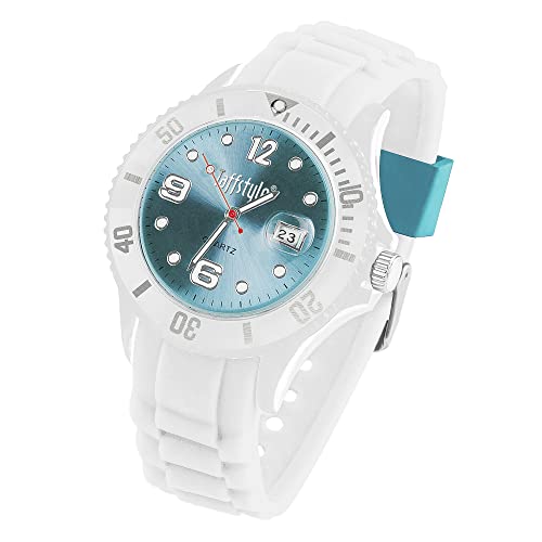 Taffstyle Damen Herren Sportuhr Armbanduhr Silikon Sport Ziffernblatt mit Datum Analog Quarz Farbige Bunte Uhr Weiß Hellblau Taffstyle Damen Herren Sportuhr Armbanduhr Silikon Sport Ziffernblatt mit Datum Analog Quarz Farbige Bunte Uhr Weiß Hellblau von Taffstyle