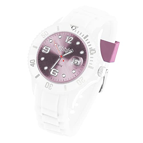 Taffstyle Damen Herren Sportuhr Armbanduhr Silikon Sport Ziffernblatt mit Datum Analog Quarz Farbige Bunte Uhr Weiß Rosa von Taffstyle