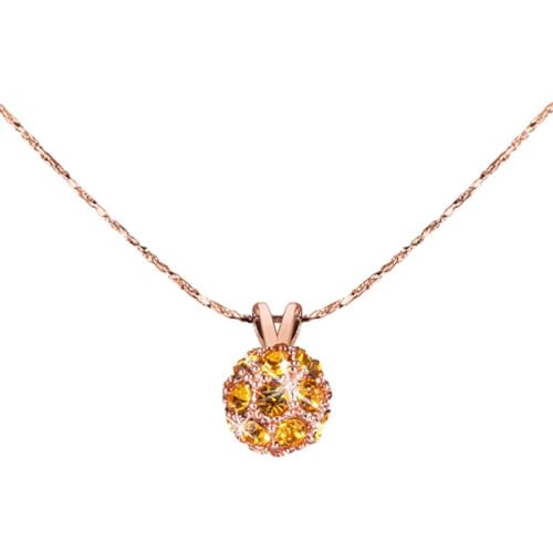 Taffstyle Damen Kette Halskette Shamballa Kugel Anhänger mit Zirkonia Strass Kristallen Glitzer Steinen Bronze Roségold Gold Gelb von Taffstyle