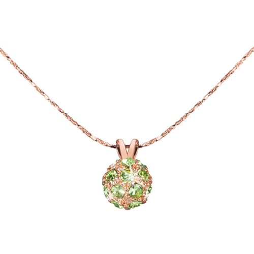 Taffstyle Damen Kette Halskette Shamballa Kugel Anhänger mit Zirkonia Strass Kristallen Glitzer Steinen Bronze Roségold Gold Grün von Taffstyle