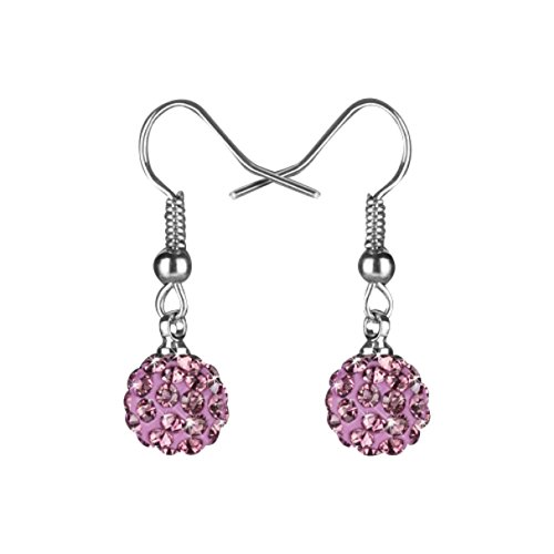 Taffstyle Damen Ohrhänger Ohrringe Hängend Schmuck Edelstahl mit Shamballa Glitzer Strass Kristall Kugel Perle Perlenohrringe Silber Flieder Taffstyle Damen Ohrhänger Ohrringe Hängend Schmuck Edelstahl mit Shamballa Glitzer Strass Kristall Kugel Perle Perlenohrringe Silber Flieder von Taffstyle