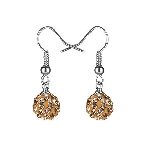 Taffstyle Damen Ohrhänger Ohrringe Hängend Schmuck Edelstahl mit Shamballa Glitzer Strass Kristall Kugel Perle Perlenohrringe Silber Kristallgold von Taffstyle