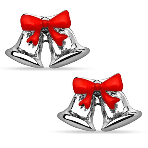 Taffstyle Damen Ohrstecker Ohrringe Stecker Schmuck Weihnachten Weihnachtsmotiv Winter Christmas Studs mit Glocken Silber Glocken von Taffstyle