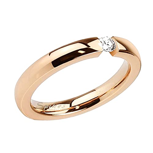 Taffstyle Damen Ring Damenring Designer Schmuck Verlobungsring Roségold mit Kristall Rose Gold vergoldet Größe 56 (17.8) von Taffstyle