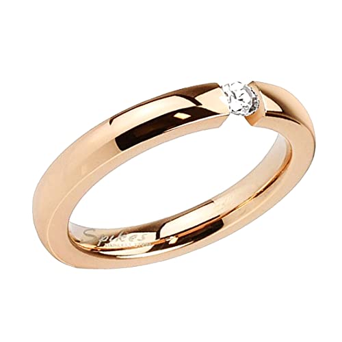 Taffstyle Damen Ring Damenring Designer Schmuck Verlobungsring Roségold mit Kristall Rose Gold vergoldet Größe 58 (18.5) von Taffstyle