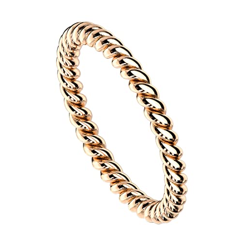 Taffstyle Damen Ring Edelstahl Schmaler Geflochtener Bandring Damenring Trauring Fingerring Rosegold Größe 54 (17.2) von Taffstyle