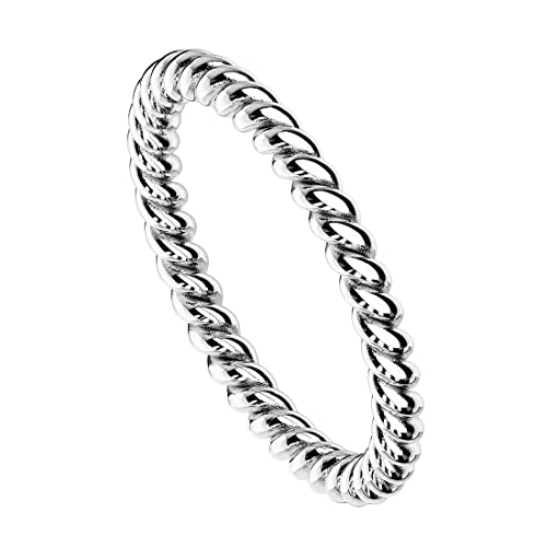 Taffstyle Damen Ring Edelstahl Schmaler Geflochtener Bandring Damenring Trauring Fingerring Silber Größe 54 (17.2) von Taffstyle