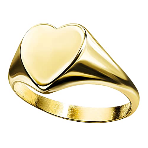 Taffstyle Damen Ring Verlobungsring Edelstahl Gold Siegelring Herz modern zeitlos stylisch Damenring Trauring Ehering breit Größe 57 (18.1) von Taffstyle