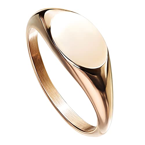 Taffstyle Damen Ring Verlobungsring Edelstahl Rosegold Siegelring oval modern zeitlos stylisch Damenring Trauring Ehering breit Größe 57 (18.1) von Taffstyle