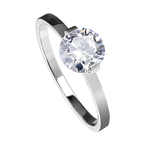 Taffstyle Damen Ring Verlobungsring Edelstahl mit einem Zirkonia Kristall Strass Solitär Stein Damenring Trauring Größe 60 (19.1) Silber von Taffstyle