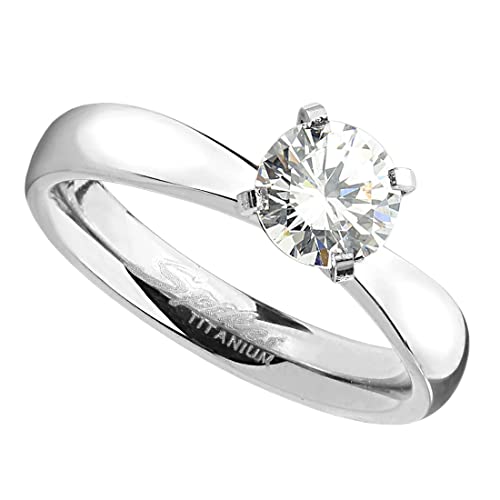 Taffstyle Damen Ring Verlobungsring Edelstahl mit einem Zirkonia Kristall Strass Stein Damenring Trauring Silber Größe 60 (19.1) von Taffstyle