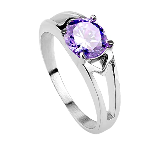 Taffstyle Damen Ring Verlobungsring Edelstahl poliert mit Zirkonia Solitär Stein in Diamant Form Damenring Trauring Silber Tanzanite Größe 52 (16.6) von Taffstyle