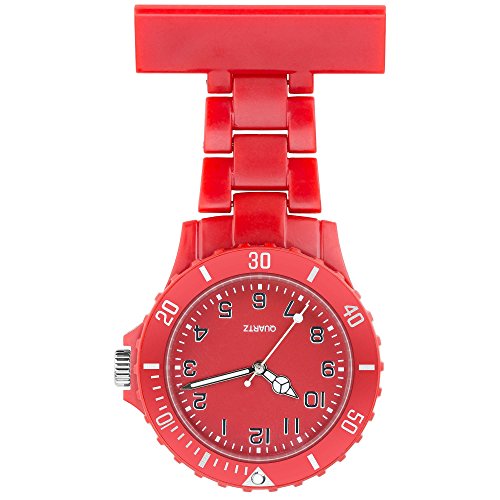 Taffstyle Damen-Uhr Analog Quarz Silikon Uhr Krankenschwesteruhr Kitteluhr mit Nadel Rot von Taffstyle