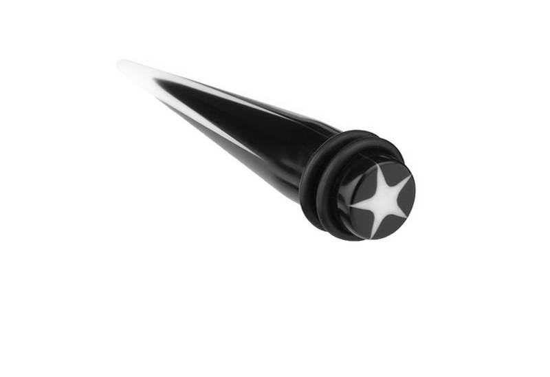 Taffstyle Dehnungsstab Piercing Dehnstab Taper Expander Ohr Stab Stern, Ohrpiercing Dehnungsstab Ohr Stab Weiß Stern Schwarz 1,6mm 12mm Set von Taffstyle