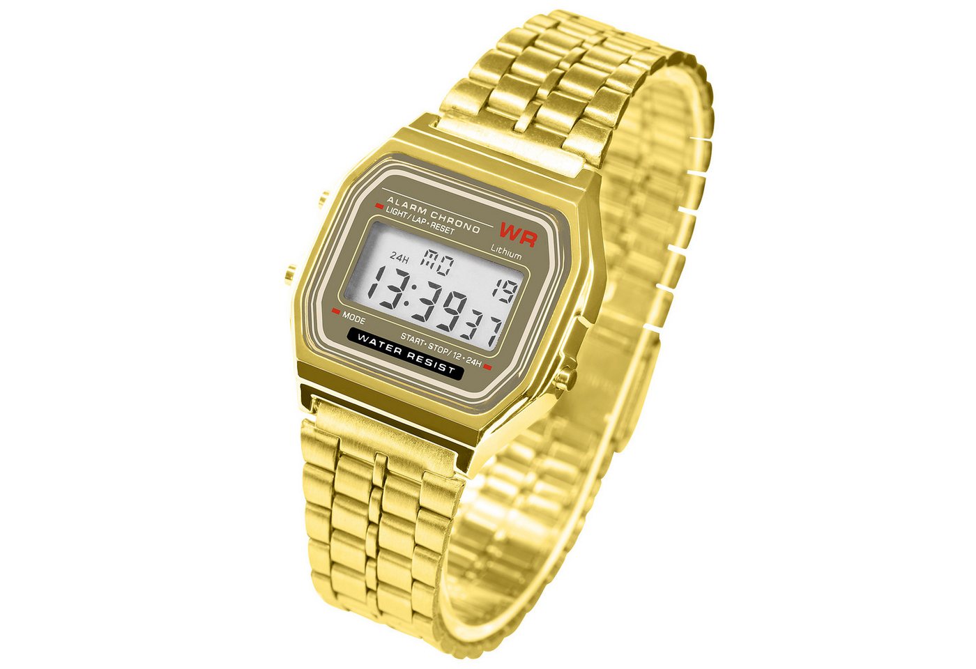 Taffstyle Digitaluhr Digitale Armbanduhr Retro Design Beleuchtung Alarm und Timer 80er Jahr, (Retro Digitaluhr mit Metallarmband Unisex Uhr Vintage Look), ideal auch als Geschenk von Taffstyle