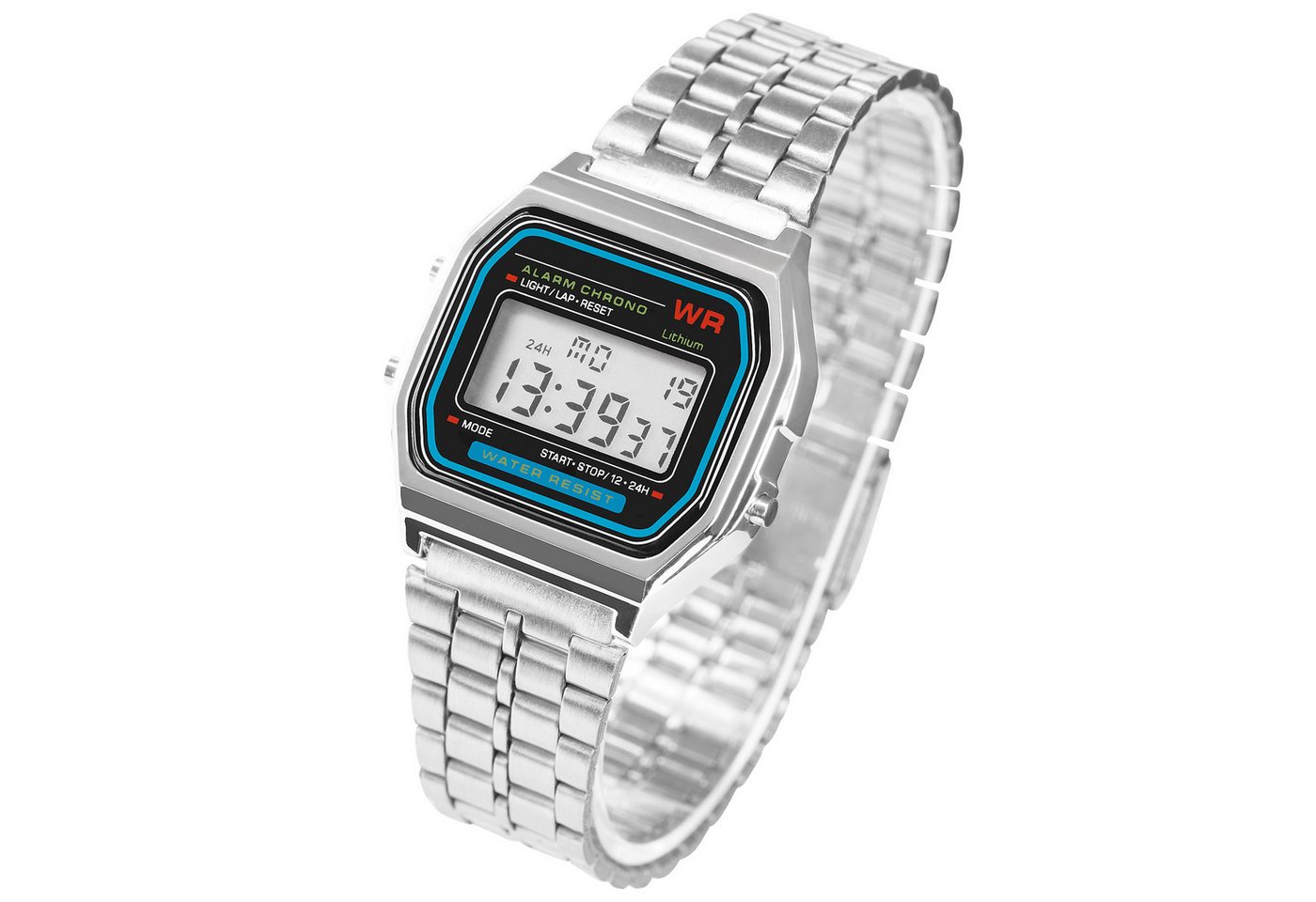 Taffstyle Digitaluhr Digitale Armbanduhr Retro Design Beleuchtung Alarm und Timer 80er Jahr, (Retro Digitaluhr mit Metallarmband Unisex Uhr Vintage Look), ideal auch als Geschenk von Taffstyle