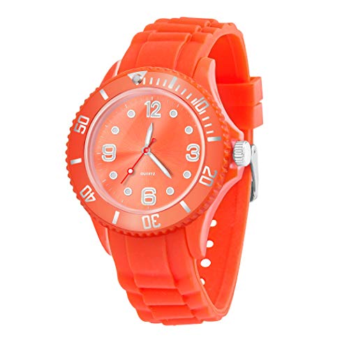 Taffstyle Farbige Sportuhr Armbanduhr Silikon Sport Watch Damen Herren Kinder Analog Quarz Uhr 34mm Melone von Taffstyle