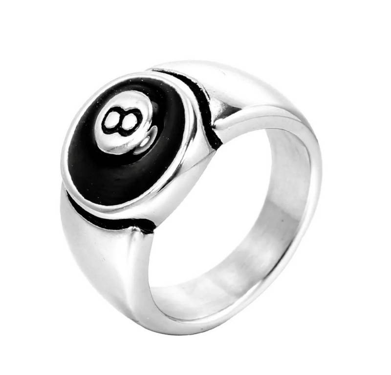 Taffstyle Fingerring 8 Ball Rocker Biker Ring Edelstahl Massiv Silber Schwarz 57 (18.1) (Männer Biker Rocker Schmuck Bikerschmuck Fingerring), Herren Ring Massiv Breit Herrenring Eight von Taffstyle