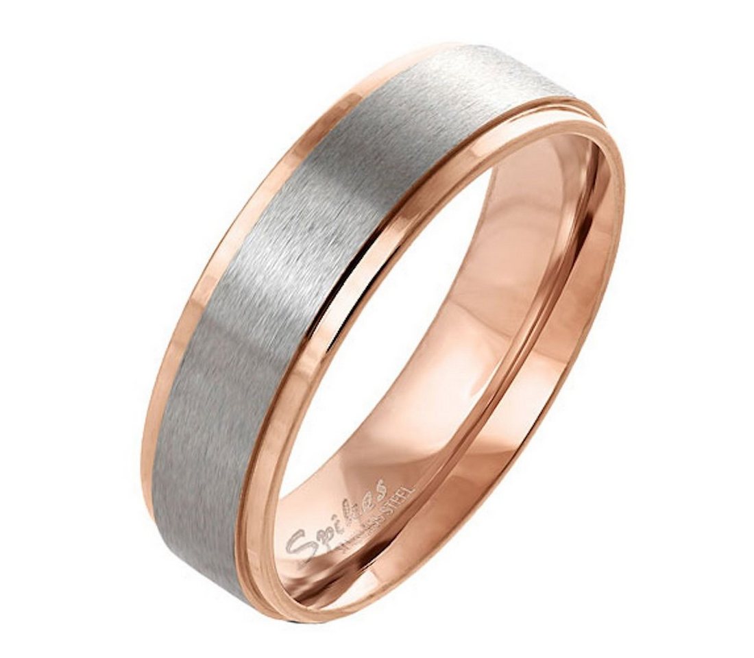 Taffstyle Fingerring Band-Ring Bicolor Partnerring für Damen Herren, Edelstahl gebürstet Herrenring Damenring Partnerring Verlobungsring von Taffstyle