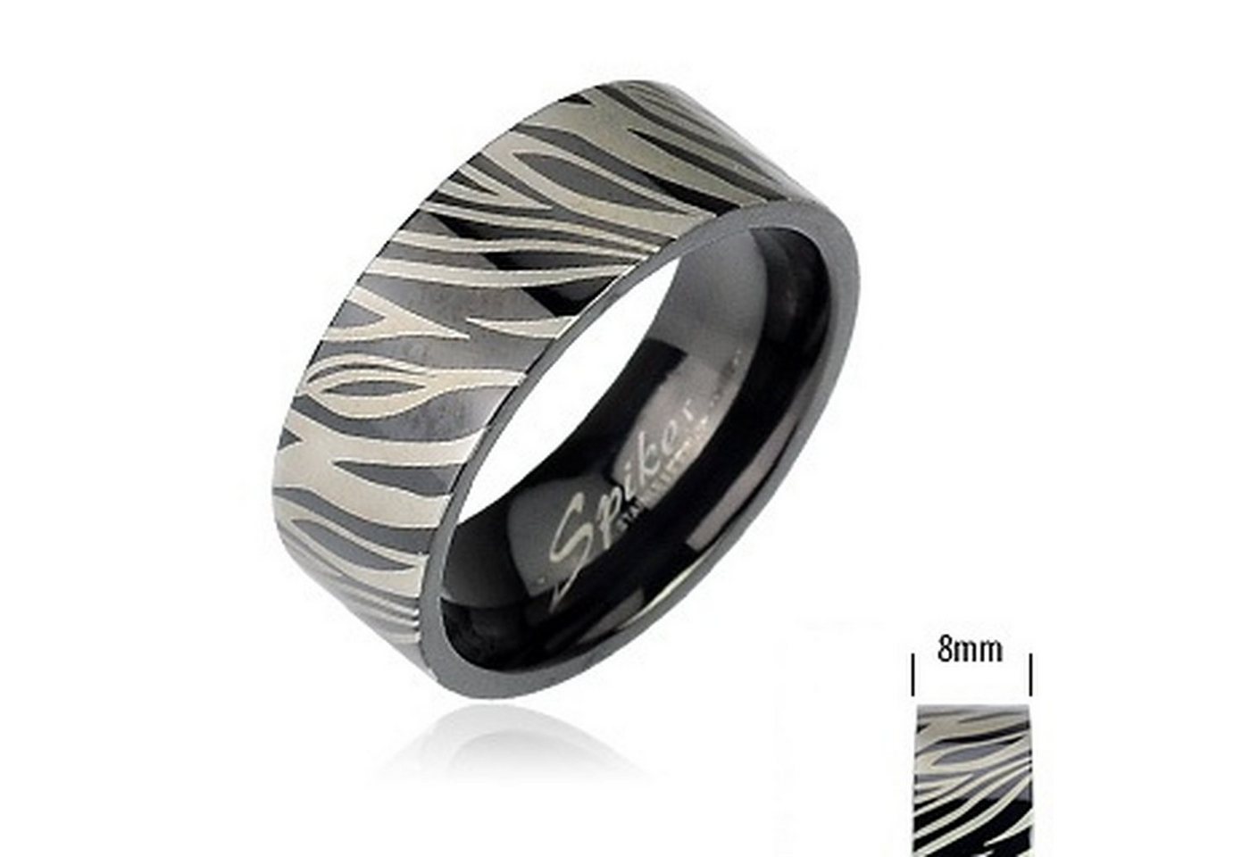 Taffstyle Fingerring Band Ring Silber Schwarz Zebra Muster Damen Herren, Band Ring Edelstahl Freundschaftsring Herrenring Damenring Partnerring von Taffstyle