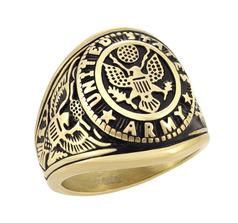 Taffstyle Fingerring Biker Ring Army Seal Siegelring Gold US Armee Adler Größe 65 (20.7) (Rocker Schmuck Bikerschmuck Fingerring), Edelstahl Männer Herren Ring Massiv Breit Herrenring Männer Biker von Taffstyle