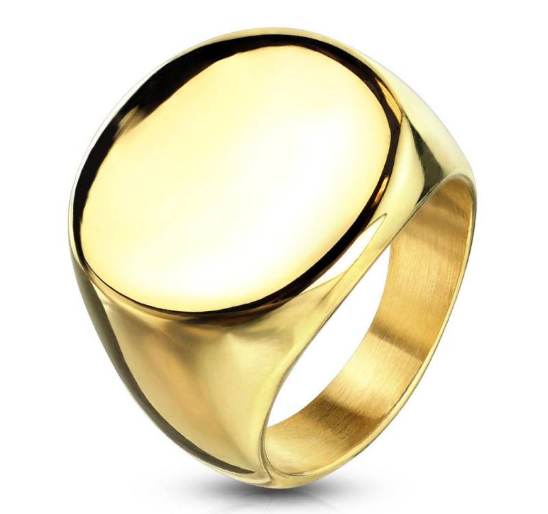 Taffstyle Fingerring Biker Rocker Ring Runder Siegelring Edelstahl Gold Größe 59 (18.8) (Damenring Paarring Partnerring Ehering Trauring Hochzeitsring), Herren Damen Partnerring Verlobungsring Herrenring Freundschaftsring von Taffstyle