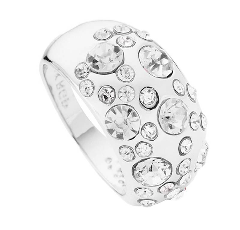 Taffstyle Fingerring Damen Ring Silbern mit vielen Kristallen Silber Clear Größe 55 (17.5) (Ring für Frauen zum Geburtstag Muttertag Valentinstag Weihnachten), Designer Schmuck Edelstahl Damen Band Damenring Bandring Geschenke von Taffstyle