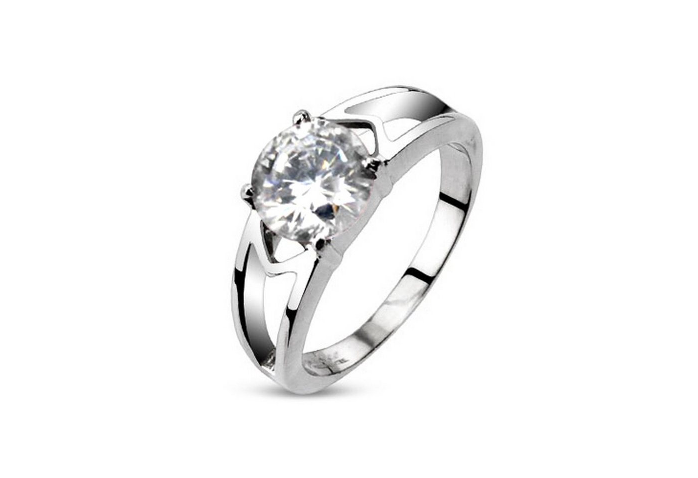 Taffstyle Fingerring Damen Ring Verlobungsring Zirkonia in Diamant Form, Edelstahl poliert Solitär Stein in Diamant Form Damenring Trauring von Taffstyle