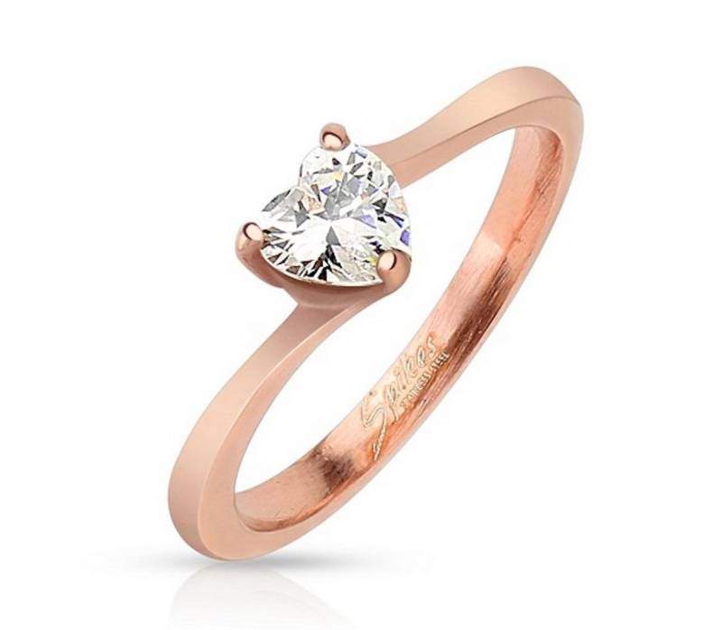 Taffstyle Fingerring Damen Ring Verlobungsring weißem Stein Herzform, Ring Verlobungsring Edelstahl Stein in Diamant Form Damenring Trauring von Taffstyle
