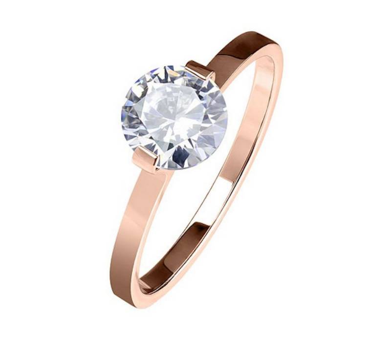 Taffstyle Fingerring Damen Ring Zirkonia in Rosegold oder Silber, Ring Verlobungsring Kristall Strass Solitär Stein Damenring Trauring von Taffstyle