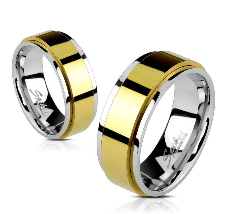 Taffstyle Fingerring Edelstahl Ring Spinning Center vergoldet, Band-Ring Herrenring Damenring Partnerring Trauring Damen Herren von Taffstyle